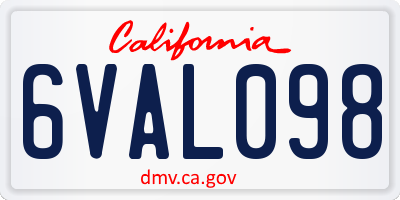 CA license plate 6VAL098