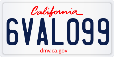 CA license plate 6VAL099
