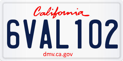 CA license plate 6VAL102