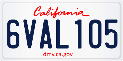CA license plate 6VAL105