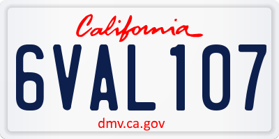 CA license plate 6VAL107