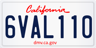 CA license plate 6VAL110