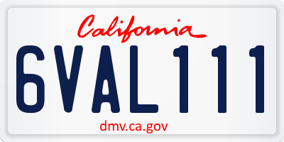 CA license plate 6VAL111
