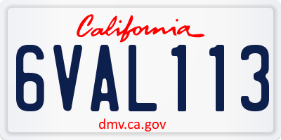 CA license plate 6VAL113