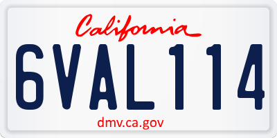 CA license plate 6VAL114