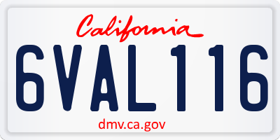 CA license plate 6VAL116