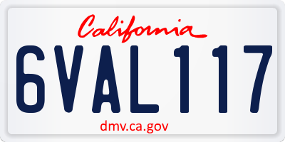 CA license plate 6VAL117