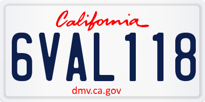 CA license plate 6VAL118