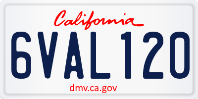 CA license plate 6VAL120