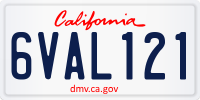 CA license plate 6VAL121