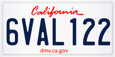 CA license plate 6VAL122