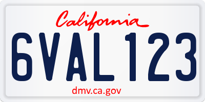 CA license plate 6VAL123