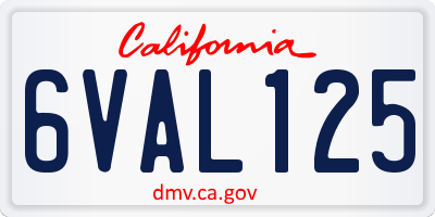 CA license plate 6VAL125