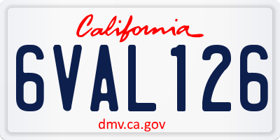 CA license plate 6VAL126