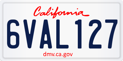 CA license plate 6VAL127