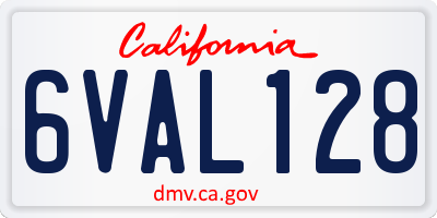 CA license plate 6VAL128