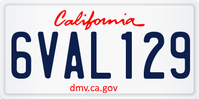 CA license plate 6VAL129