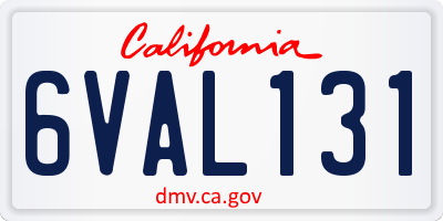 CA license plate 6VAL131