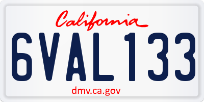 CA license plate 6VAL133