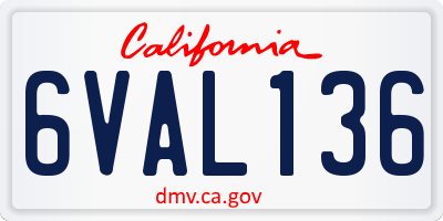 CA license plate 6VAL136