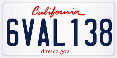 CA license plate 6VAL138
