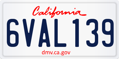CA license plate 6VAL139