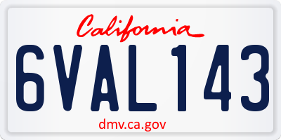 CA license plate 6VAL143