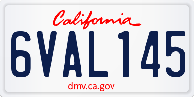 CA license plate 6VAL145
