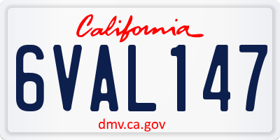 CA license plate 6VAL147