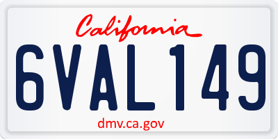 CA license plate 6VAL149