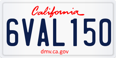 CA license plate 6VAL150