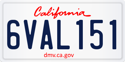 CA license plate 6VAL151