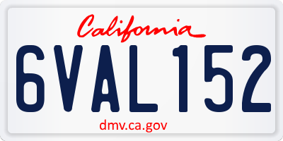 CA license plate 6VAL152