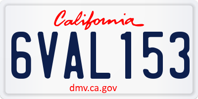 CA license plate 6VAL153