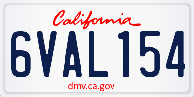 CA license plate 6VAL154