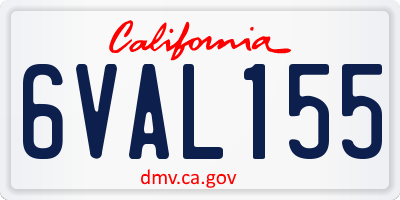 CA license plate 6VAL155