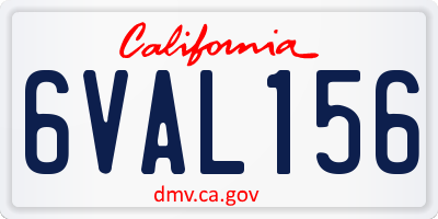 CA license plate 6VAL156