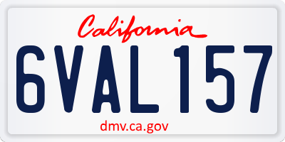CA license plate 6VAL157
