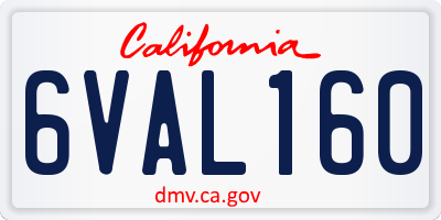CA license plate 6VAL160