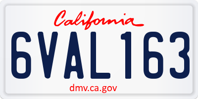 CA license plate 6VAL163