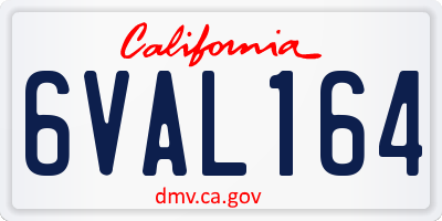 CA license plate 6VAL164