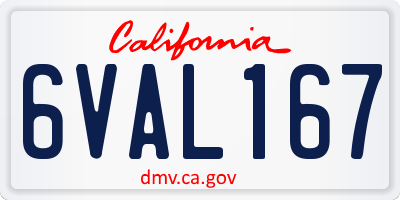 CA license plate 6VAL167