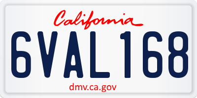 CA license plate 6VAL168