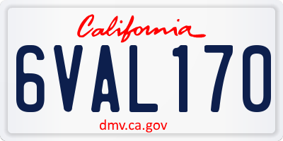 CA license plate 6VAL170