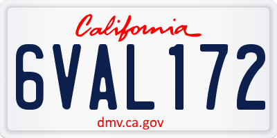 CA license plate 6VAL172