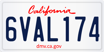 CA license plate 6VAL174