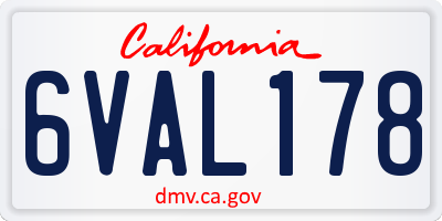 CA license plate 6VAL178