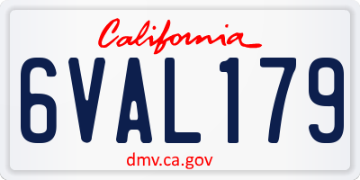 CA license plate 6VAL179