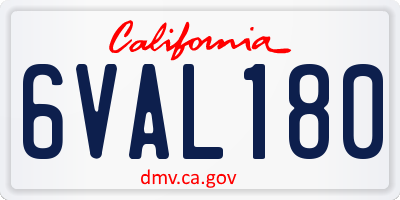 CA license plate 6VAL180