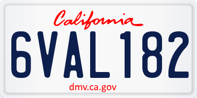 CA license plate 6VAL182